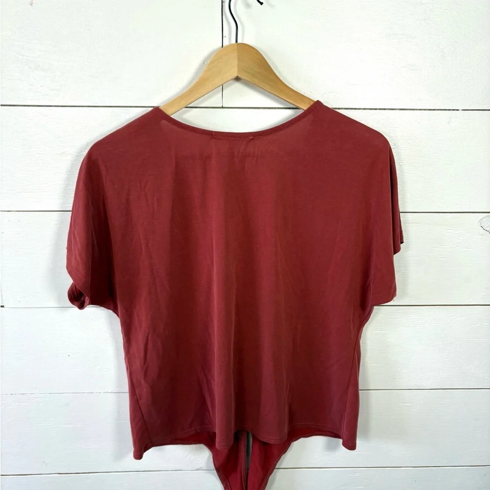 Green Envelope LA Rust Tie Front Button Top Size Small Modal Blend